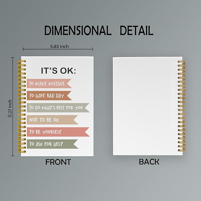 It's OK to not Be OK Mental Health Journal, Mental Health Gifts, Therapy Journal Notebook for Mental Health, Mental Health Journal for Women, Spiral Notebook 5.5x8.3 with 164 Pages