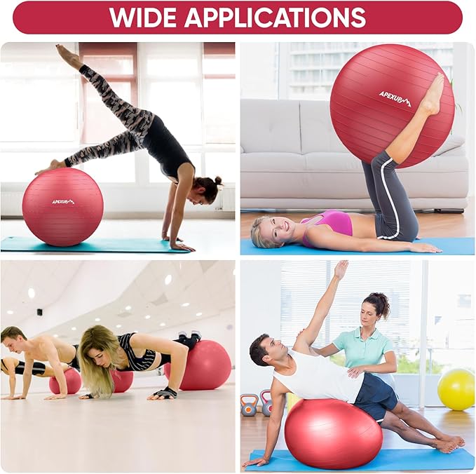 APEXUP Yoga Ball Exercise Ball Anti Slip Heavy Duty for Fitness, Balance & Core Workout