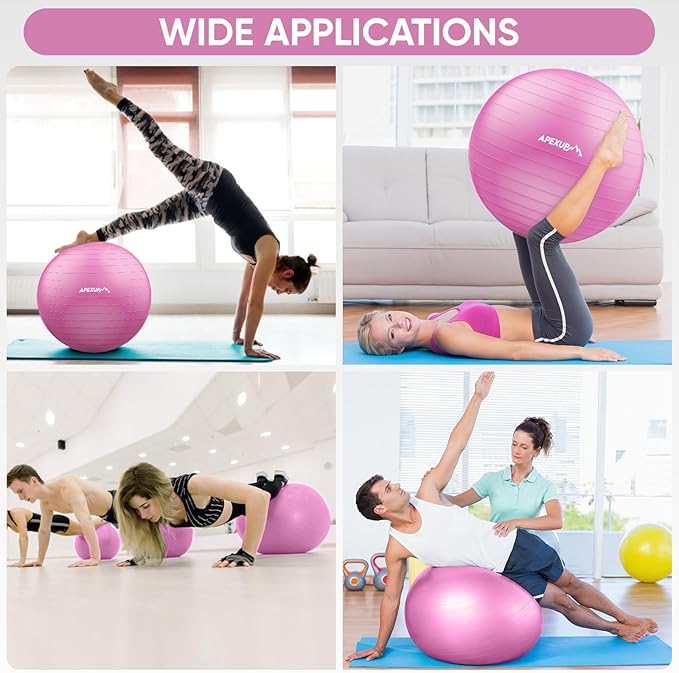 APEXUP Yoga Ball Exercise Ball Anti Slip Heavy Duty for Fitness, Balance & Core Workout