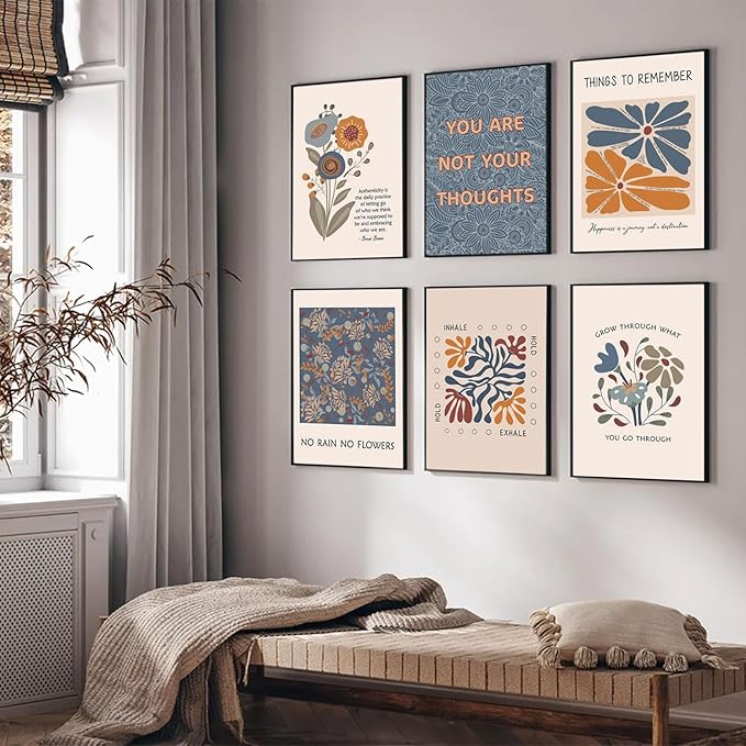 6 Mental Health Posters Bohemian Style Motivational Psychology Wall Decor Pictures Therapy Office Wall Art Inspirational Positive Quotes Canvas Poster Prints For Home Counseling Office Decor Unframed