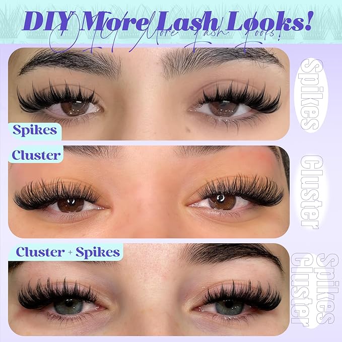 Lash Clusters Manga Eyelash Clusters Wispy Cluster Lashes with Spikes D Curl Cluster Eyelash Extensions 10-16mm Individual Lashes with 13-19mm Spikes Lashes DIY Anime Lash Extension Look by Yawamica