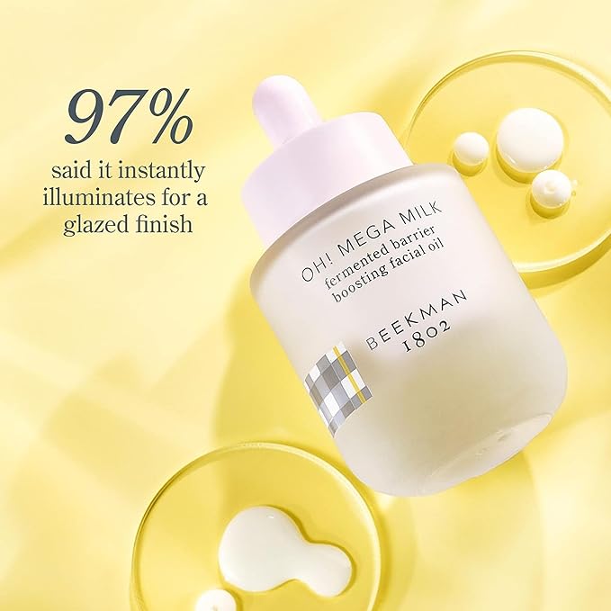 Beekman 1802 Oh Mega Milk Facial Oil - Hydrating Vitamin C & Niacinamide Serum - Repairs Skin Barrier & Reduces Dark Spots From Aging - Fragrance Free, Sensitive Skin Safe