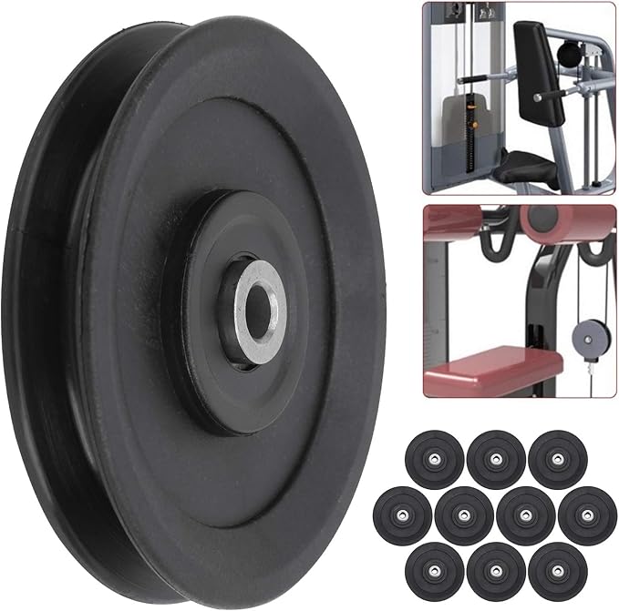 Keenso 10 Pcs 115mm Nylon Bearing Pulley Wheel Replacement Home Gym Equipment Machine Attachments Exercise Accessory