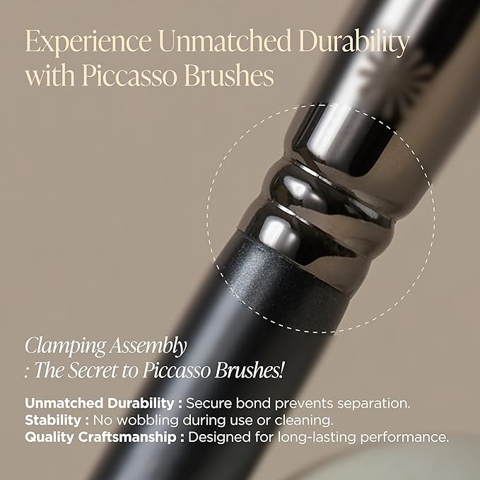 Piccasso 207A Eyeshadow Brush – Flat Rounded Eye Brush for Blending and Shading, Soft Bristles for Smooth Eye Makeup Application, Korean Eyeshadow Brush for All Eye Shapes