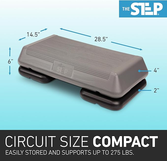 Freestyle STEP Exercise Step Platform, Circuit Size Stepper for Exercise at Home with 2 Risers