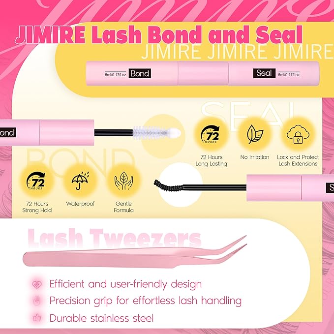JIMIRE Lash Clusters Kit Wispy Lash Extension Kit 10-16MM Manga Eyelash Clusters Left Right DIY Eyelash Extension Kit with Lash Bond and Seal Soft D-Curly Lashes Clusters 132Pcs