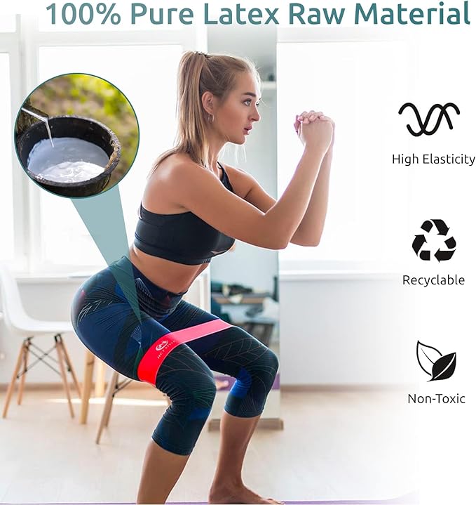 Exercise Band Resistance Bands for Working Out Men and Women Set 5 Different Levels Yoga Pilates,Natural Latex is Non Toxic and Odorless Not curl with Exercise Instructions e Carry Bag.