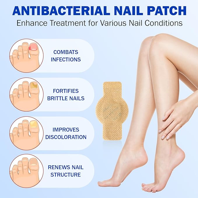 Toenail Treatment Extra Strength 42pcs, Nail patches for Toenails, Overnight Toe Nail Treatments, Nighttime Nail Repair for Thick, Brittle and Discolored Toe Nail, Strengthen Damaged Foot Nails