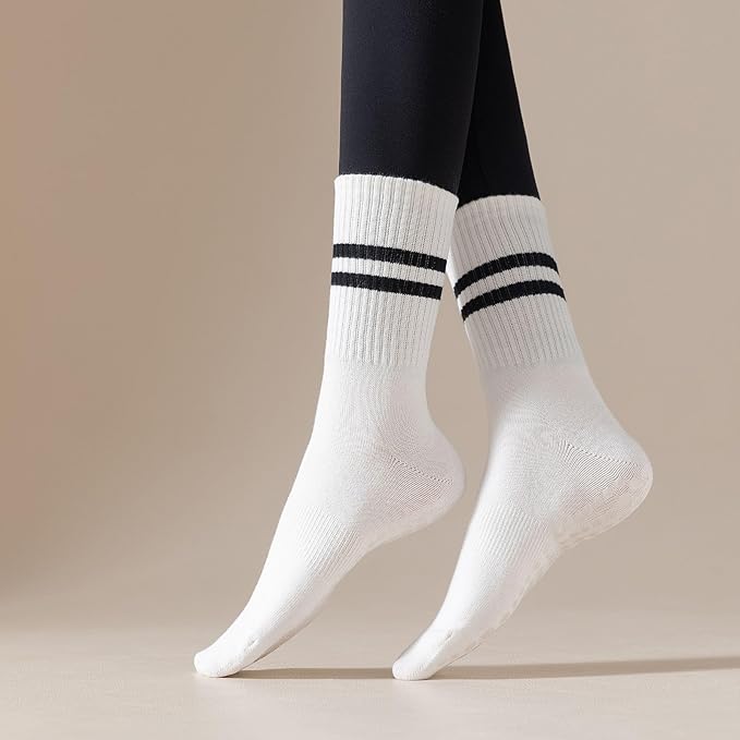 3/6 Pairs Cute Pilates Socks with Grips,Yoga Socks Barre Sock Non Slip Embroidery for Barre Ballet Barefoot Workout