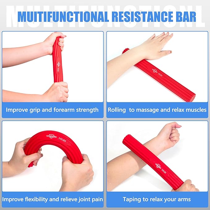 Flex Therapy Bar,Twist Bar for Physical Therapy & Resistance Bar for Golfers Elbow,Tendinitis,Wrist,Forearms Pain, Improve Grip Strength and Relieve Pain