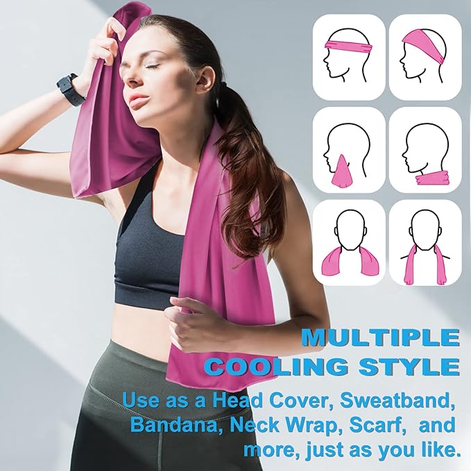 Ice & Sweat Towels, 43.3" x 15.7" - Cooling Neck Wraps for Summer Heat - Quick Cool Down for Gym, Running, Golf, Yoga & Sports