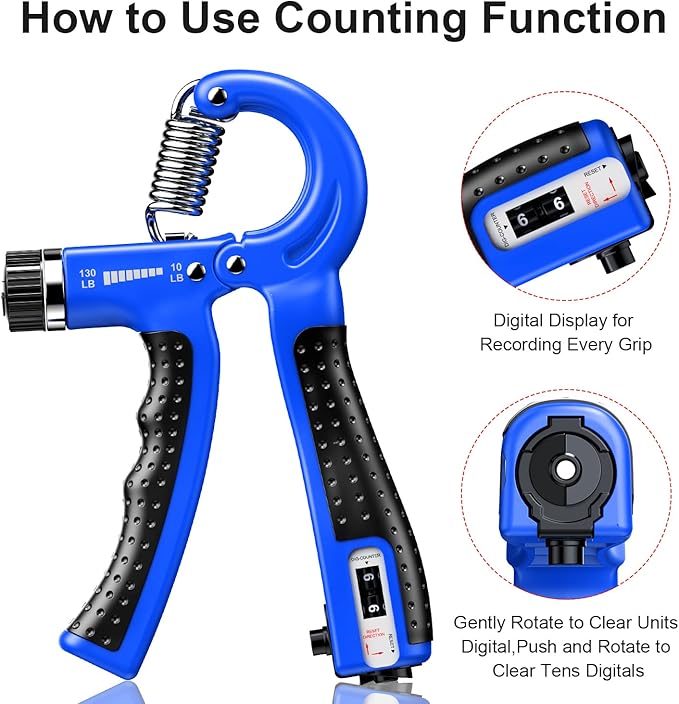 KDG Hand Grip Strengthener 2 Pack Adjustable Resistance 10-130 lbs Forearm Exerciser,Grip Strength Trainer for Muscle Building and Injury Recovery for Athletes