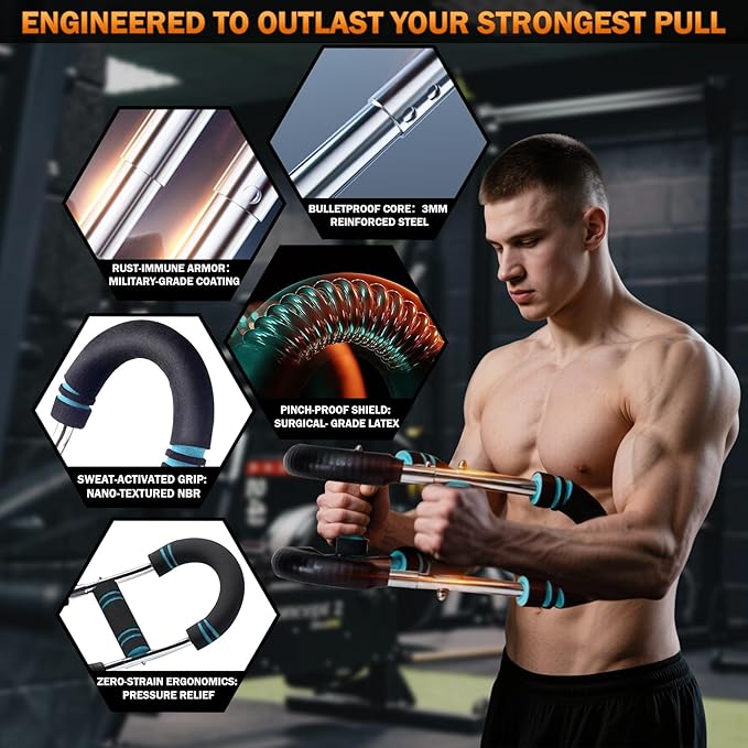 Twister Arm Trainer, Adjustable Chest Workout Equipment, Anti-Slip Grips & Double-Spring Safety, Arm Trainer for Men/Women, Portable Home Fitness Equipment