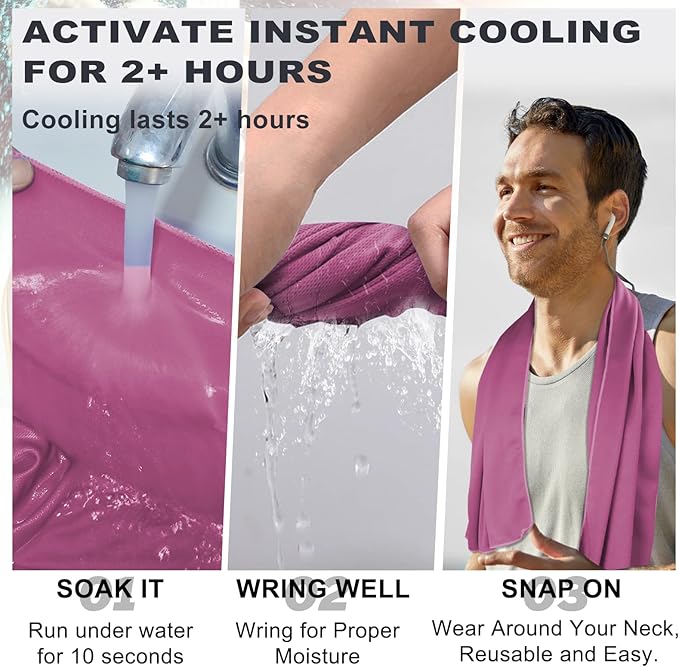 Ice & Sweat Towels, 43.3" x 15.7" - Cooling Neck Wraps for Summer Heat - Quick Cool Down for Gym, Running, Golf, Yoga & Sports