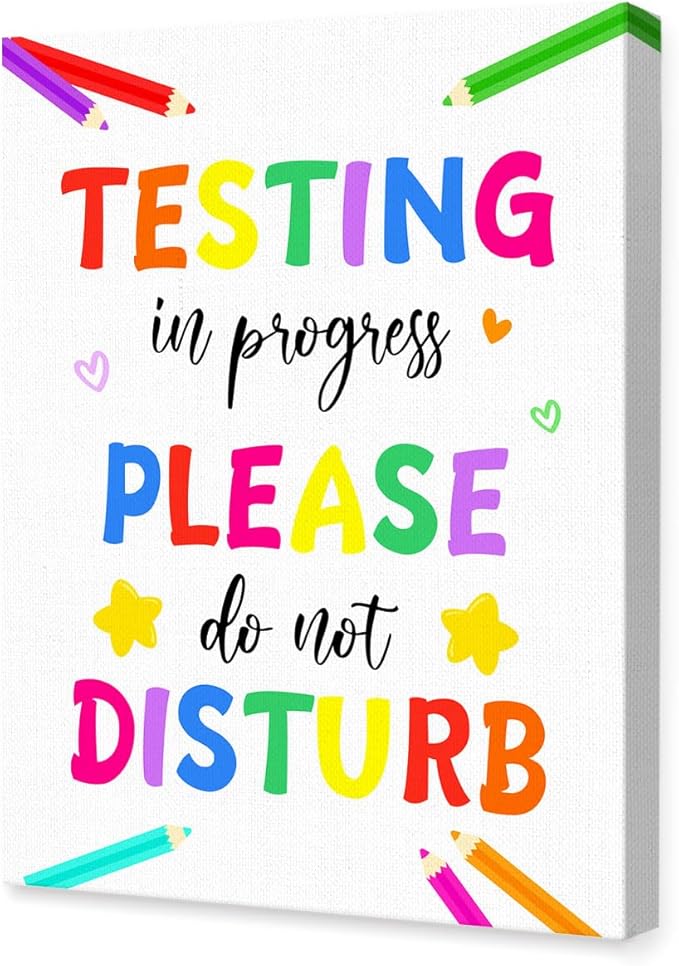 LISTNGBO Mental Health Canvas Wall Art,Testing In Progress Please Do Not Disturb Artwork Painting Prints Poster Ready to Hang for Counselor Therapy Office School Wall Decor Treatment Decor,12x15 Inch