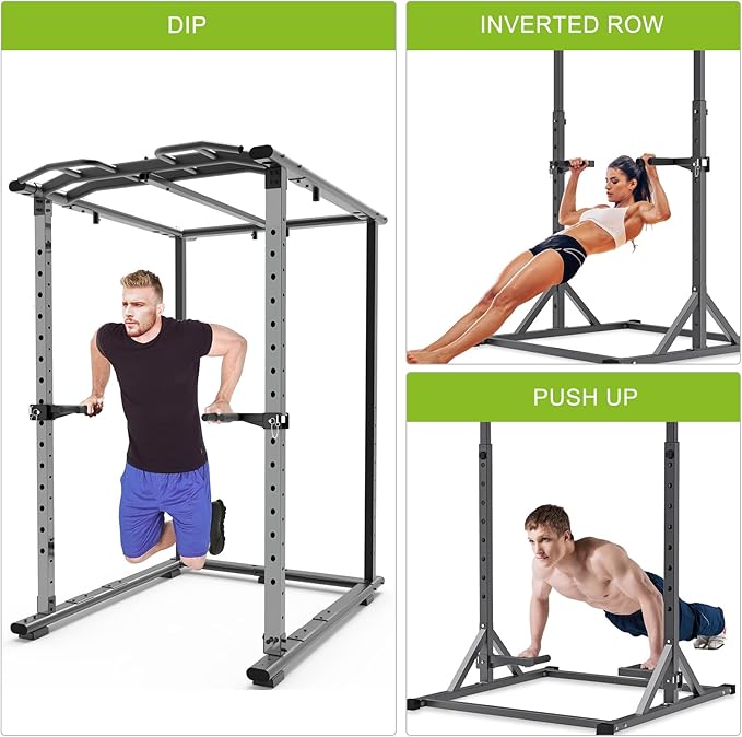 Dip Bar Attachment for Power Rack, Non-Slip Wide & Narrow Grip Handles, 500 lbs Capacity, Squat Rack Attachment for Dips, Inverted Rows, Push-Ups