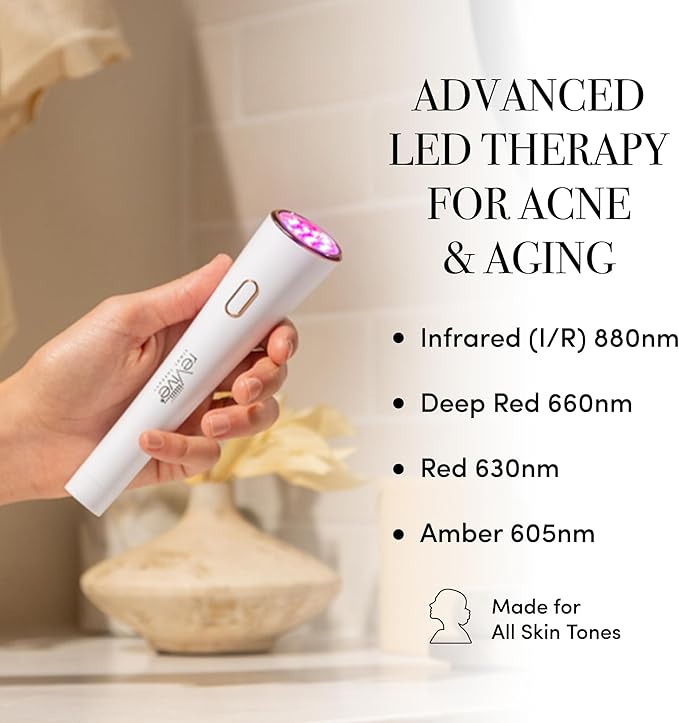 reVive Lux Collection Glo Aging & Acne Device, FDA-Cleared & Medspa-Quality Blue Light, Red, Amber & Infrared Acne Tools, Science-Backed LED Light Therapy Products