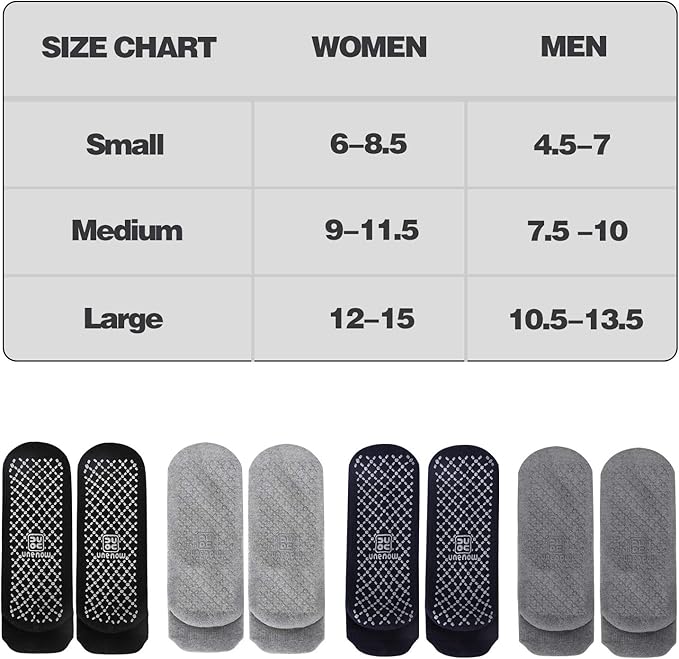 unenow Unisex Non Slip Grip Socks with Cushion for Yoga Pilates Barre Home & Hospital