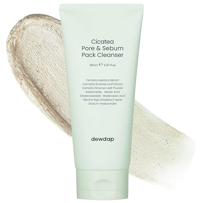 Cicatea Pore Sebum Facial Cleanser, Face Mask, Gentle Scrub, Face Wash with Centella Asiatica Hyaluronic Acid, Blackhead Remover Care, All Skin Types, Korean Skincare (5.07 Fl Oz / 150ml)