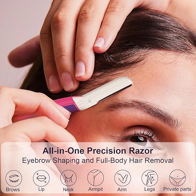 Face Razors for Women, Dermaplane Razor for Women Face, Eyebrow Razor, Dermaplaning Tool, Skin Safe Microblades, Peach Fuzz Remover, Skin Care Tool, Travel Essentials, (12ct, Fuchsia)