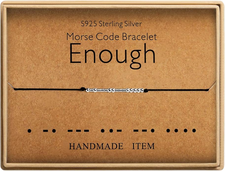 KGBNCIE Morse Code Bracelet for Women Sterling Silver Beads on Silk Cord Secret Message Fuck Friendship Inspirational Encouragement Bracelet Gift for Her