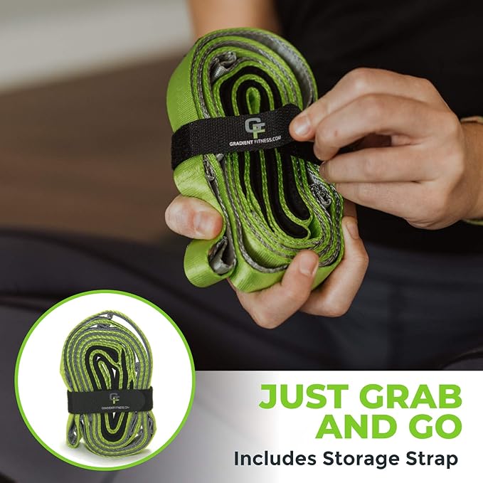 Gradient Fitness Stretching Strap for Physical Therapy, 12 Multi-Loop Stretch Strap 1" W x 8' L, Neoprene Handles, Physical Therapy Equipment, Yoga Straps for Stretching, Leg Stretcher.