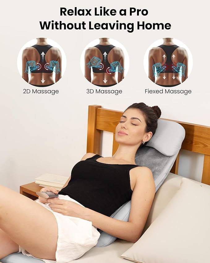 COMFIER Back Massager with Heat,2D/3D Shiatu Massage Seat Cushion,2 Auto Massage Modes,Full Back Massager with Vibration,Deep Tissue Kneading Chair Pad for Lower Waist,Gift for Men,Women