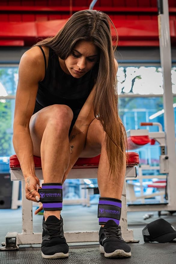 Iron Bull Strength Ankle Straps for Cable Machines (Pair) - Double D-Ring Attachment, Fully Adjustable, Breathable Comfort Neoprene - for Legs, Glutes, Abs and HIPS Workouts - Fits Women & Men