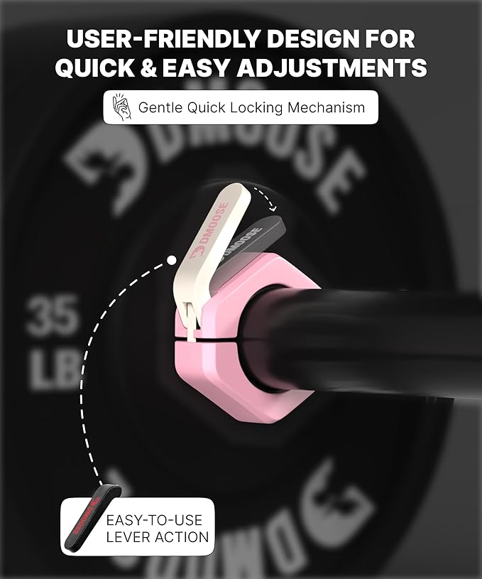 DMoose Fitness Barbell Clips 2 Inch (Pair) - Quick Release Olympic Barbell Clamps & Collars with Anti Slip TRP Grip for Secure Weightlifting and Powerlifting - Weight Clips for Bars at Home or Gym