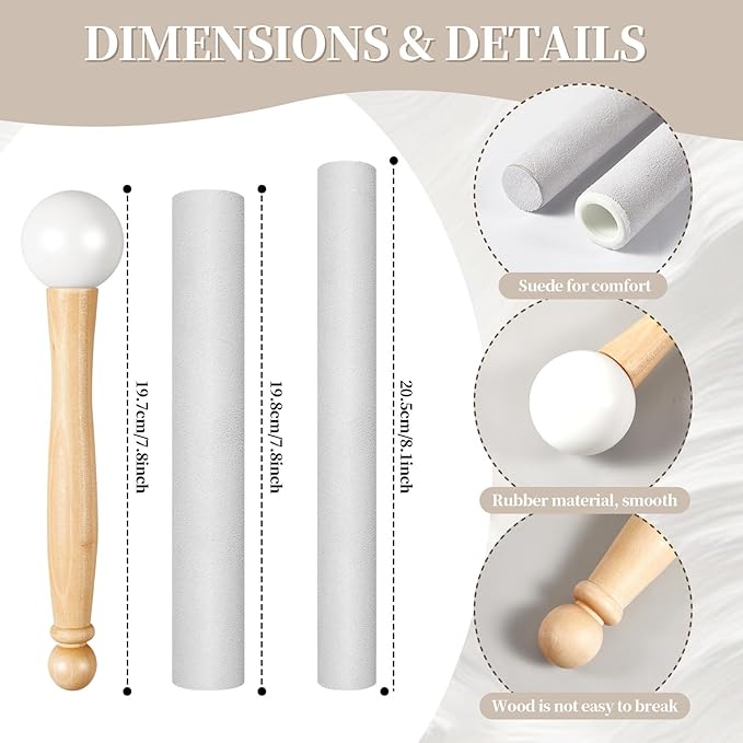 10 Pcs Singing Bowl Cushion Set 7 Silk Cloth O Ring with 3 Crystal Singing Bowl Mallet Include Solid and Hollow Stick Wood Handle Rubber Mallet for 6-12" Tibetan Sound Meditation (Black Gold)