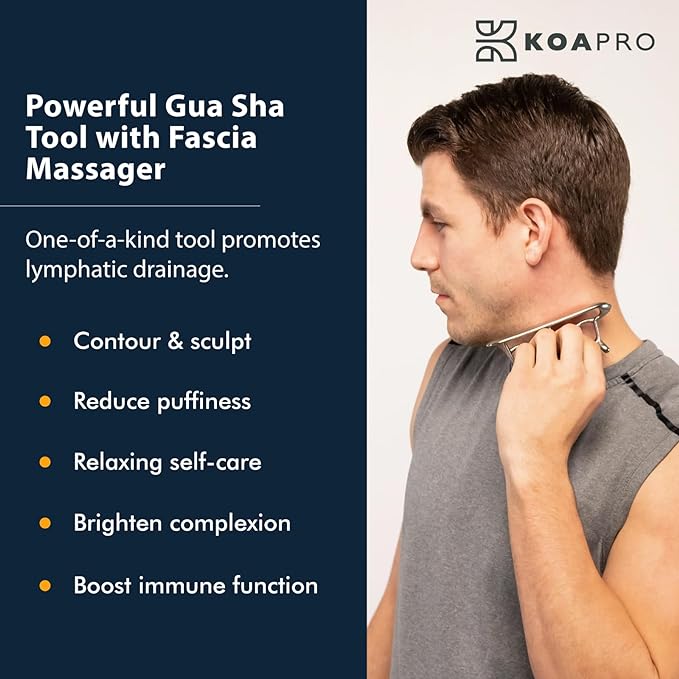 KOAPRO Facial Facia Blaster Tool for Sensitive Fascia Blasting - Face Gua Sha Tool Helps Lymphatic Drainage and Cellulite Reduction, Neck and Face Fascia Roller for Tight Skin, Deep Tissue Massager