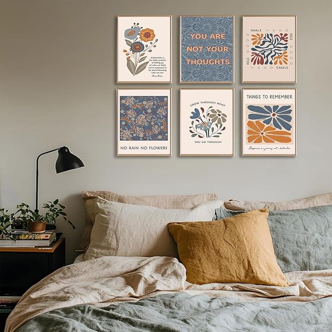 6 Mental Health Posters Bohemian Style Motivational Psychology Wall Decor Pictures Therapy Office Wall Art Inspirational Positive Quotes Canvas Poster Prints For Home Counseling Office Decor Unframed