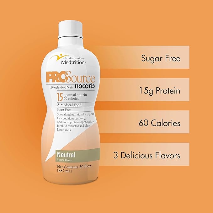Liquid Collagen Peptides Type I, III 15 Grams Protein per Oz. |Prosource NoCarb Neutral 4 Bottles Pack Medtrition|