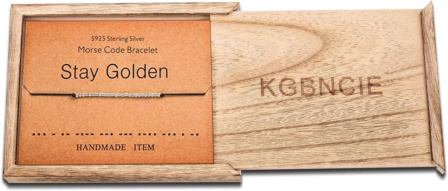 KGBNCIE Morse Code Bracelet for Women Sterling Silver Beads on Silk Cord Secret Message Fuck Friendship Inspirational Encouragement Bracelet Gift for Her