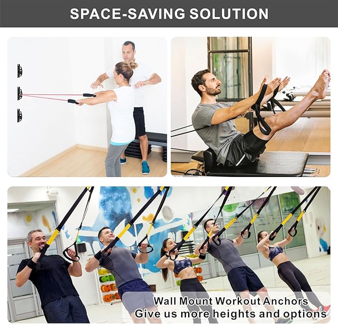 3PCS Resistance Band Wall Anchors, Wall Mounted Anchors for Resistance Bands, Wall Mount Workout Anchors for Home Gym Workouts, Strength Training, Physical Therapy