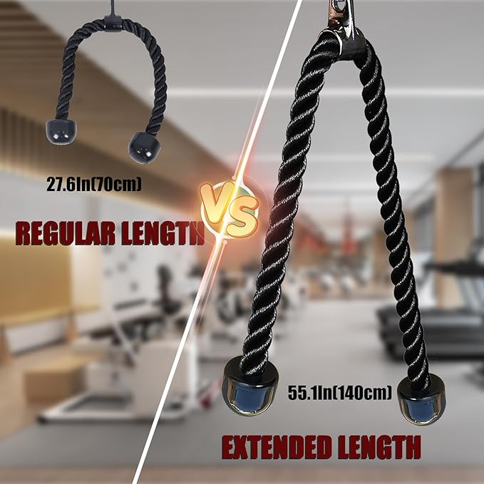 KORIKAHM Long Tricep Rope, Rope Pull Down Attachment 47 55 63Inch Length Long, Tricep Rope Cable Attachment, Tricep Pull Down Rope for Home Gym Pulley System,Cable Machine Attachment