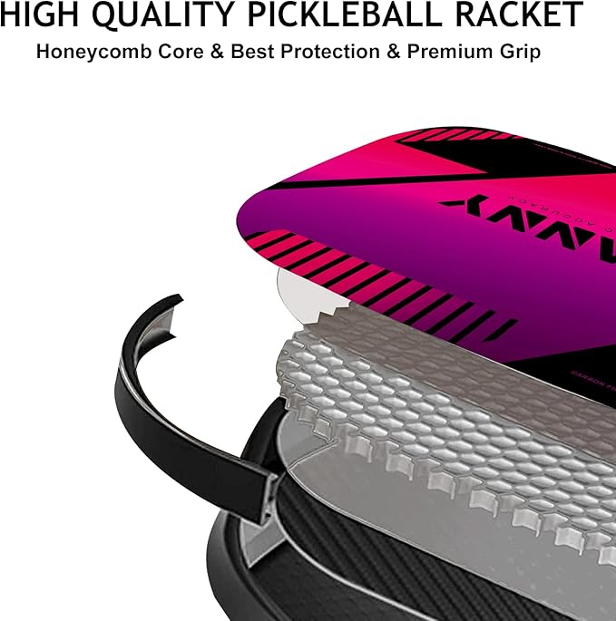 Graphite Pickleball Paddles Set- Premium Rackets Fiber Face & Polymer Honeycomb Core Pickleball Set Includes Pickleball Paddles + Pickleball Balls+ Replacement Soft Grip + 1 Bag