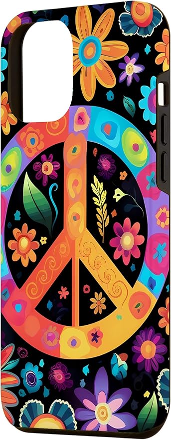 iPhone 12 Pro Max Peace Sign Hippie Floral Case