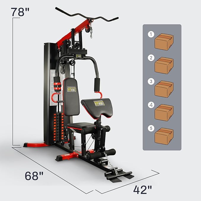 Fitvids Home Gym, Workout Equipment with Leg Press, Exercise Equipment for Home with Pulley System, Home Gym Equipment for Full