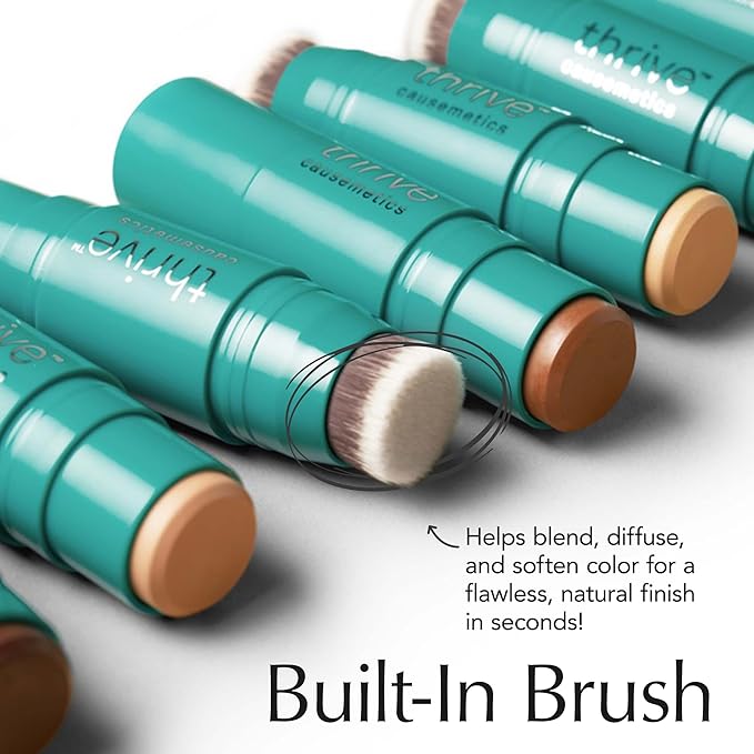 Thrive Causemetics Triple Threat Color Stick: Cream Bronzer & Contour Stick with Vitamin E, Evening Primrose Oil, Waterproof Smudge Proof Face Makeup Formula, Lisa (Medium Tan Neutral)