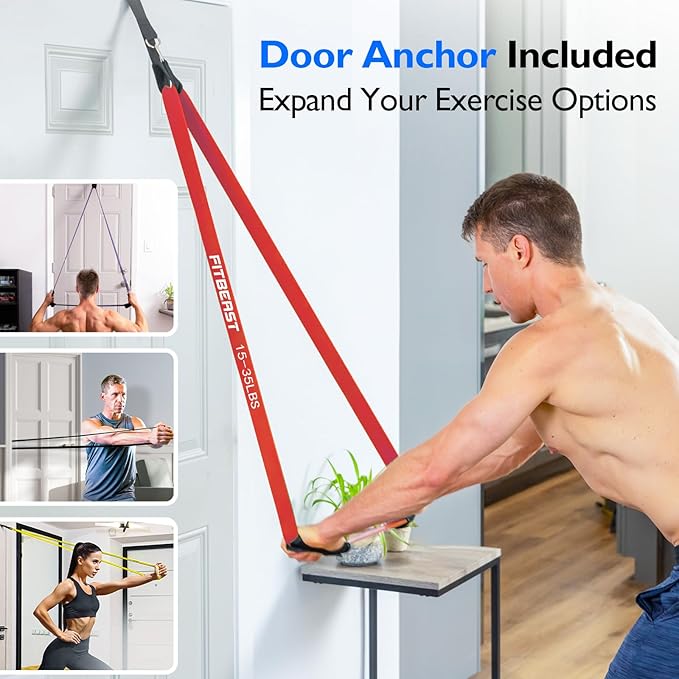 FitBeast Resistance Bands Set, 6 Different Levels, Pull Up Assist Bands for Strength Training, Crossfit, Powerlifting, Muscle Toning, Yoga, Mobility Exercises, Rehabilitation, Full-Body Workout