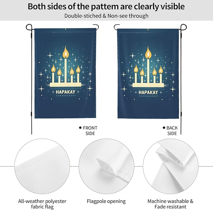 Hanukkah Garden Flag 12x18 In Double Sided Yard Flags Lawn Sign Decor No Flagstand