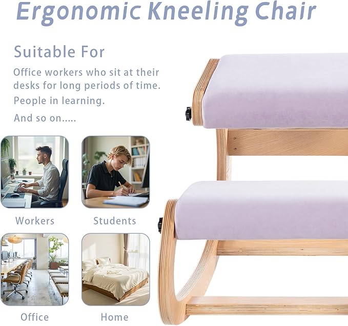 Knee Chair Ergonomic for Office,Rocking Kneeling Chair Desk,Adjustable Posture Chairs for Relieve Neck or Back Pain,Balance Chairs for Work,Meditation,Home,Gifts for Men,Women,Her,Him
