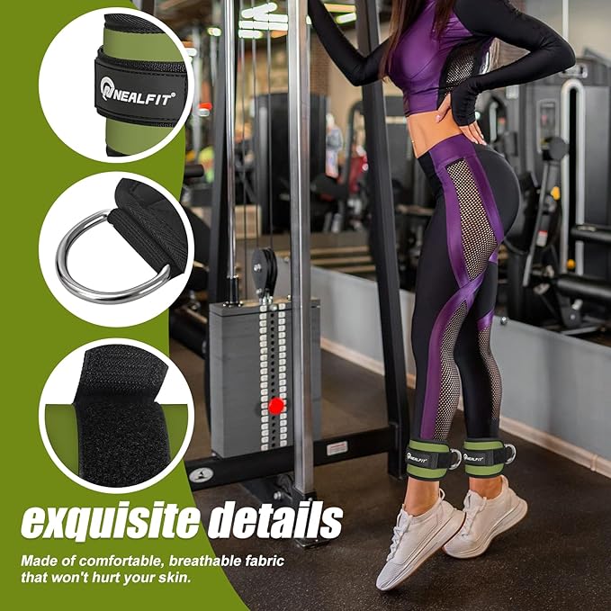 Ankle Strap for Cable Machine, Gym Ankle Cuff for Kickbacks, Leg Extensions, Glute Workouts, Booty Hip Abductors Exercise for Women and Men