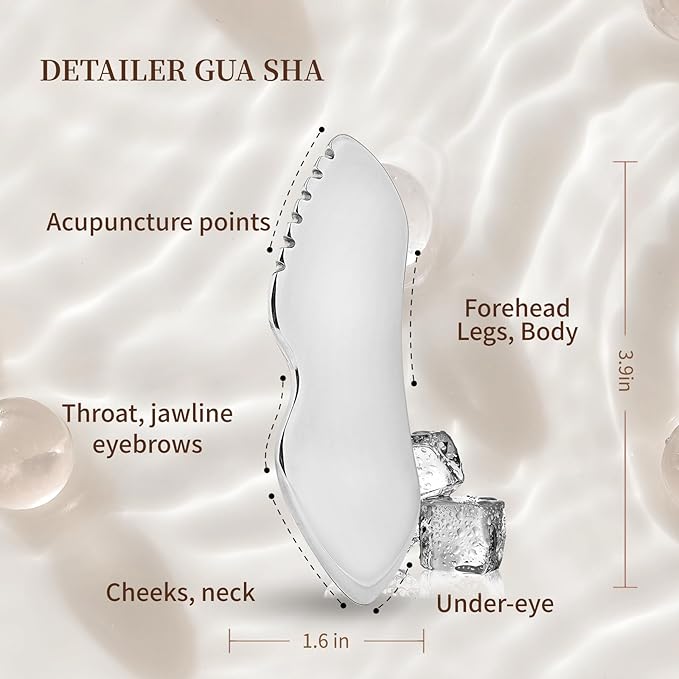 2Pcs Gua Sha Facial Tools Stainless Steel - Lift, Depuff & Glow | Spa-Grade, Travel-Ready, Metal GuaSha Tool for Face, Neck, Body Lymphatic Drainage Massager Natural Skin Care