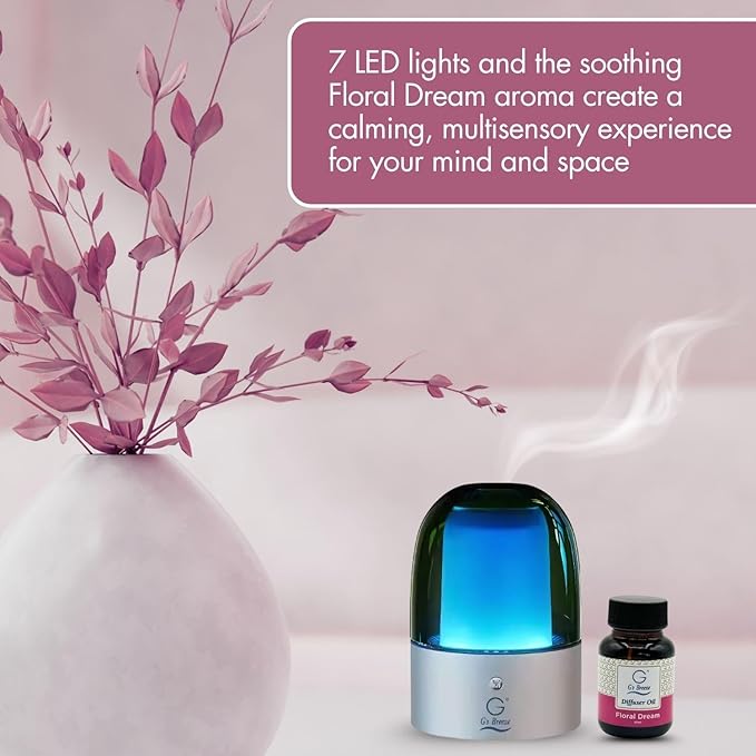 G's Breeze Smart Aroma Diffuser with 60ml Floral Dream Scent Refill - Bluetooth & Wi-Fi App Control - LED Lighting & Adjustable Intensity - Long-Lasting Elegant Floral Fragrance for Home or Office