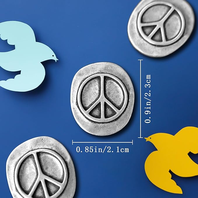 20 Pack Handcrafted Vintage Peace Sign Pocket Pewter Token - Portable Serenity Charm for Mindfulness, Meditation, and Positive Energy