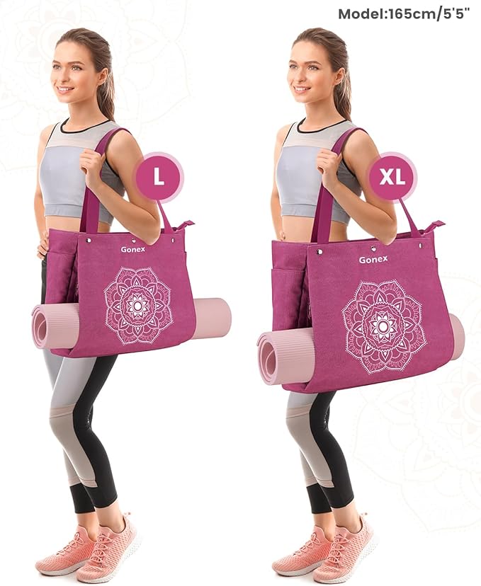 Gonex Yoga Mat Bag, Yoga Gym Bag Tote Bag with Multi Pockets For Women Men, Canvas Yoga Mat Carrier Take in Out Mat Easily For Pilates Travel Workout Office