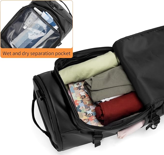 Gym Duffle Bag with Shoe Compartment,4 ways Travel Backpack for Women and Men, Multi-Functional Weekender Backpack with Waterproof for Fitness, Travel, Camping motorcycle helmet bag