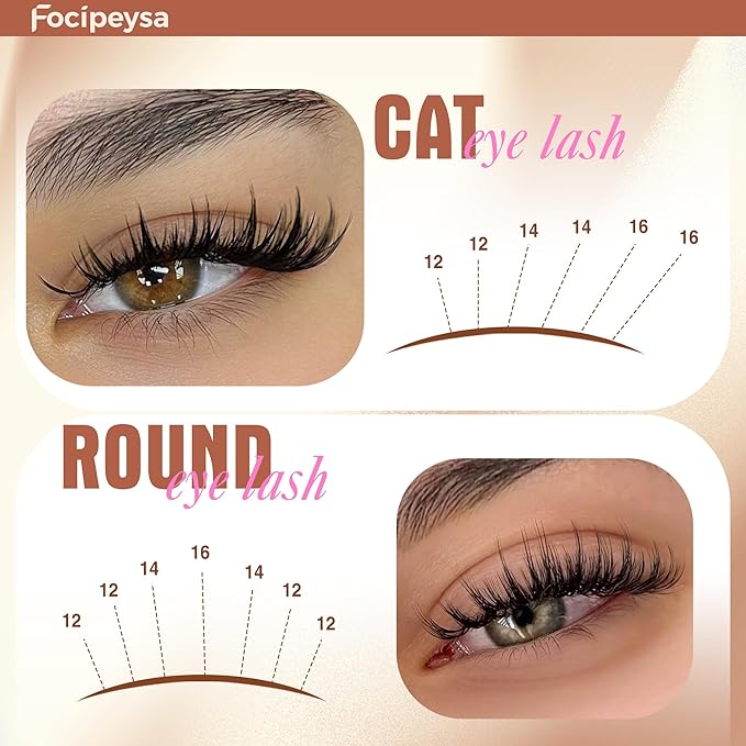 Focipeysa Fairy Eyelash Extension Kit with Lash Bond Seal Wispy Lash Clusters Kit Natural Look Lash Extensions 10-16mm Clusters Eyelashes Extensions Wispy Lash DIY Salon Effect Lash Extension